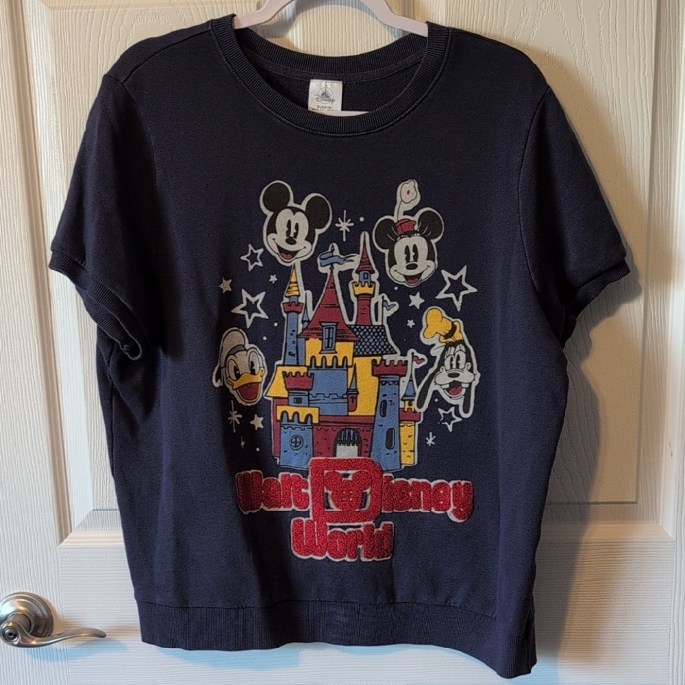 Disney Blue Short Sleeve Cartoon Sweatshirt